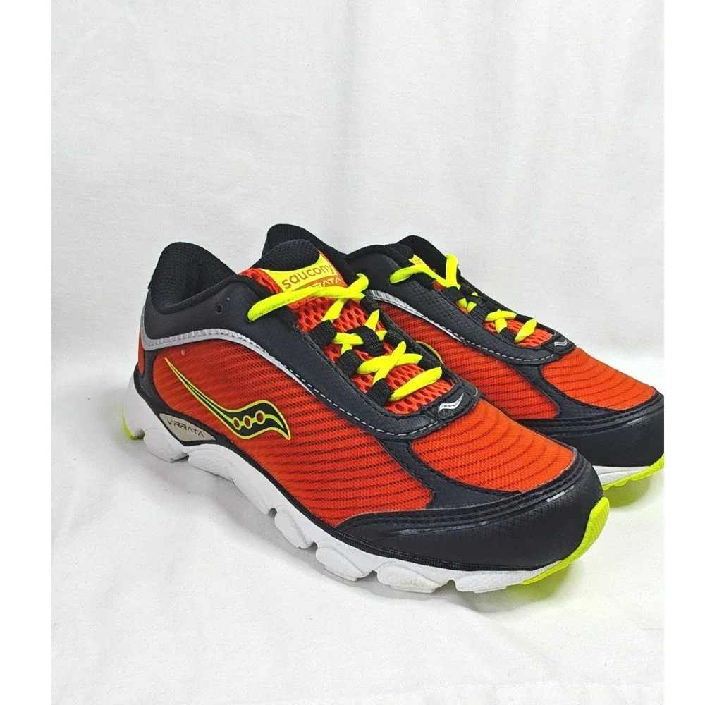 Saucony Virrata Running Shoes Red Black Citron Boys Sneakers 12.5M New